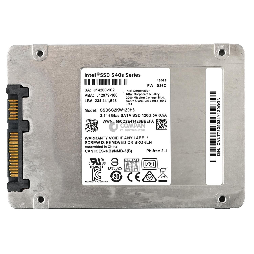 SSDSC2KW120H6 INTEL 120GB 6G SATA SSD 2.5 HOT-SWAP